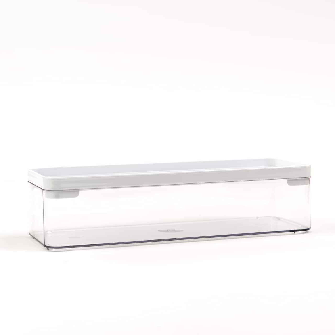 Everything Mary Large Clear Plastic Storage Box with White Lid